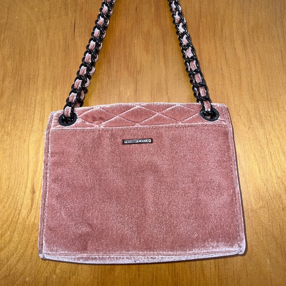 Rebecca Minkoff Quilted Blush Velvet Purse Chain Link Strap - Picture 3 of 7